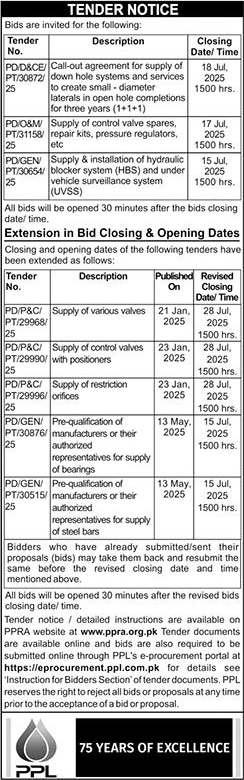 PPL Tender Notice
